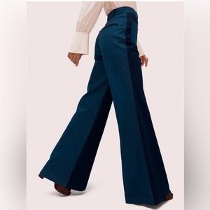 NWT Kate Spade New York Colorblock Denim Flare Pant Blue Jeans Sz 25 NJMUA694